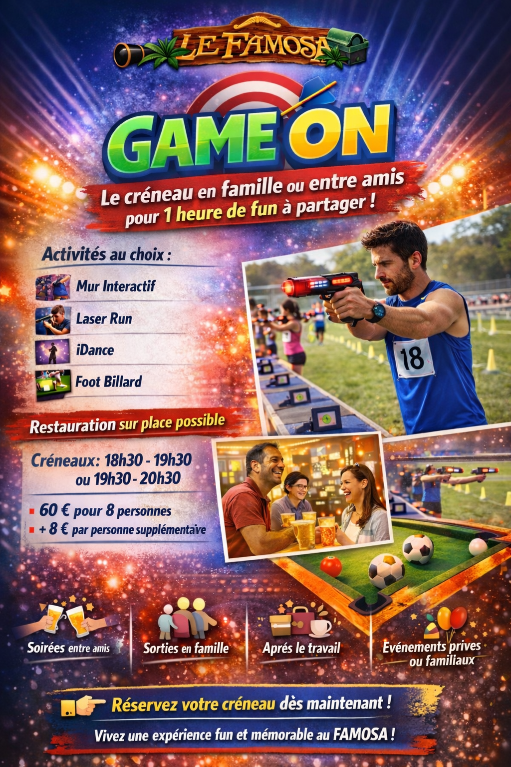 affiche Game on avec le nouveau créneau du famosa afterwork